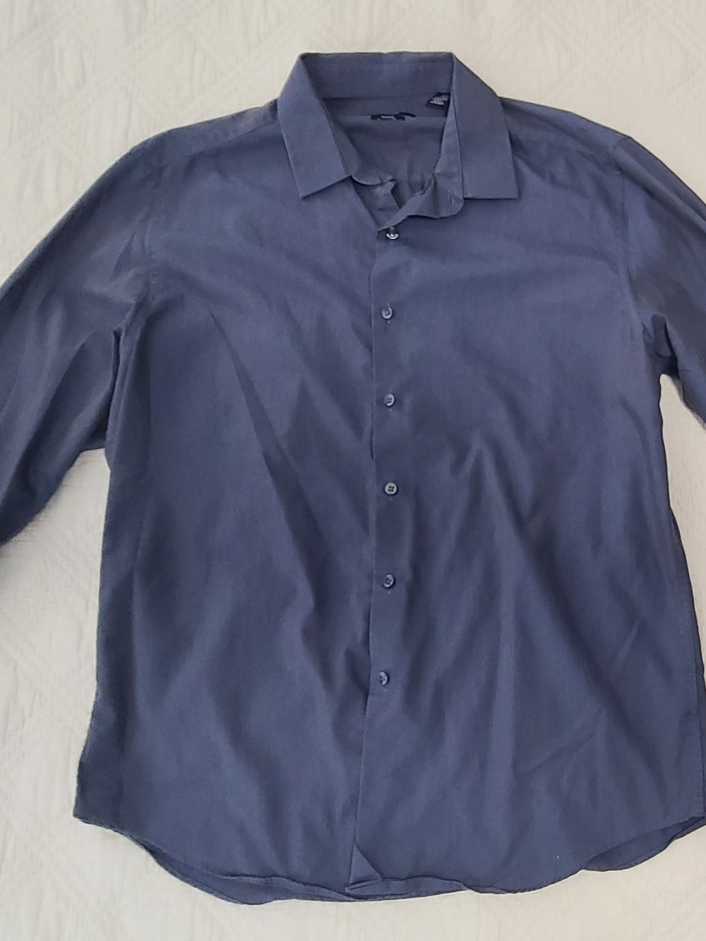 Bar III Slim Fit Stretch Metallic Blue Dress Shirt